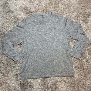 Polo by Ralph Lauren Heather Gray Long-Sleeve V-Neck Shirt